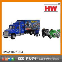 38cm container truck toy with motorcycles